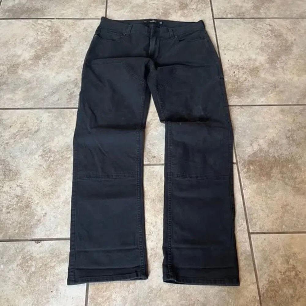 Hollister Men's Baggy Double Knee Carpenter Pants Black Utility Workwear 32x32